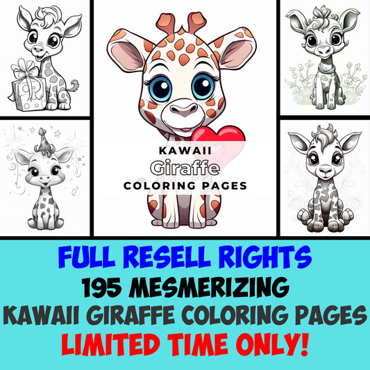 196 Mesmerizing Kawaii Giraffe Coloring Pages with Full Resale Rights