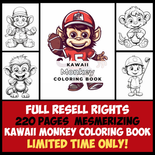 221 Mesmerizing Kawaii Monkey Coloring Pages with Full Resale Rights