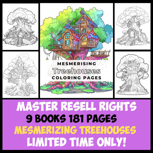 9 Books 181 Mesmerizing Treehouse Coloring Pages with Master Resale Rights
